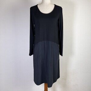 Alembika Mixed Media Dress Knee Length Women's 2 Black Stretchy Comfort Luxury